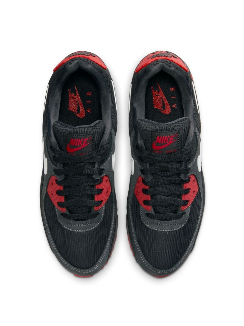 Nike Men’s Air Max 90 Black/Red with White Swoosh Men's Size 11 Womens Size 12.5 - Picture 5 of 10